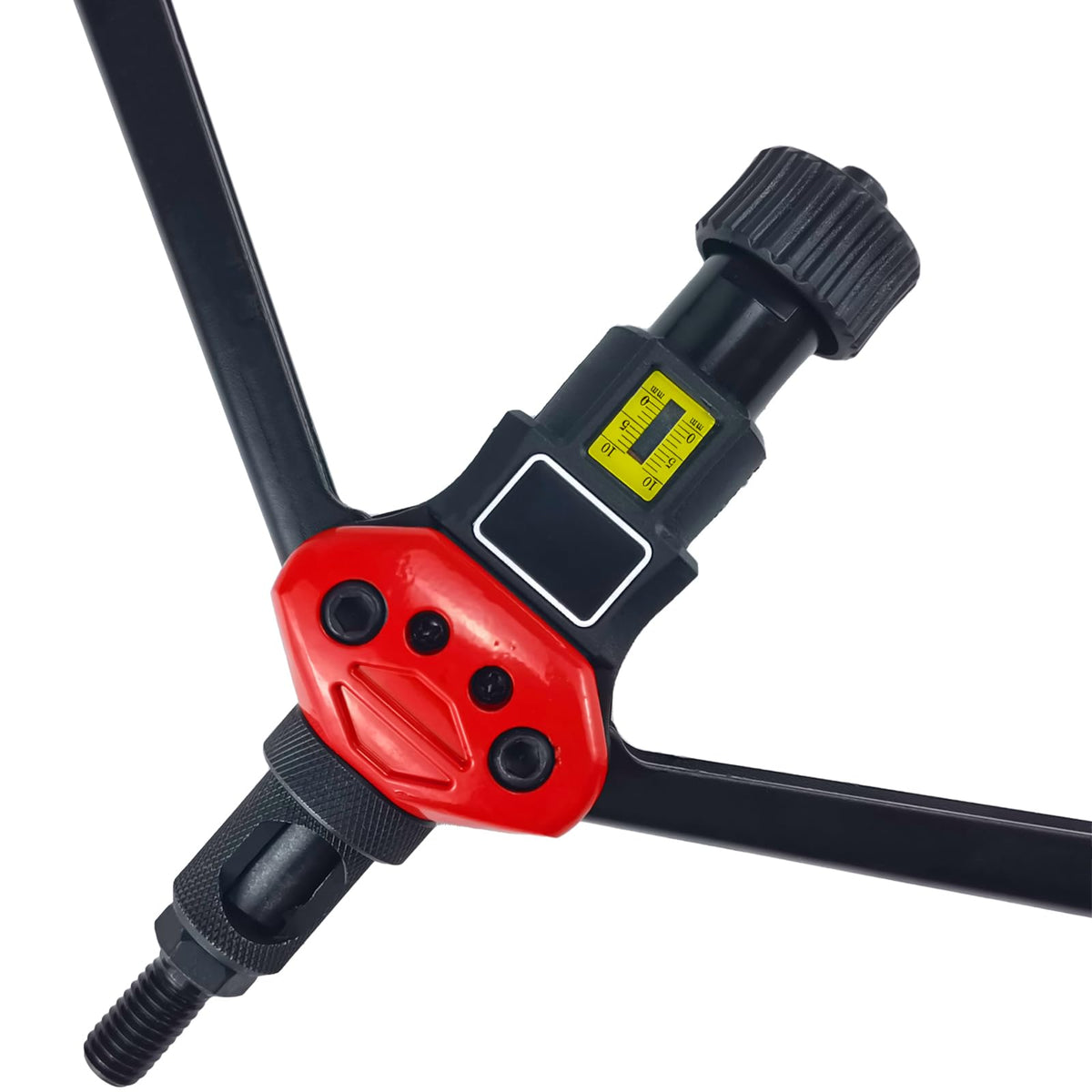 DKwoeshg mandrels and nose pieces displayed to highlight quick-change system for versatile fastener sizes