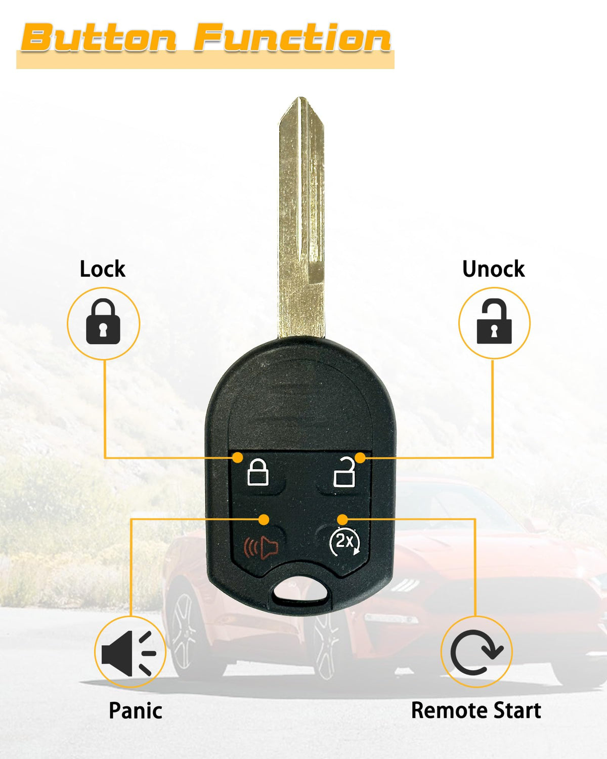 DLGHPO key fob buttons close-up showing tactile feel and clear icons