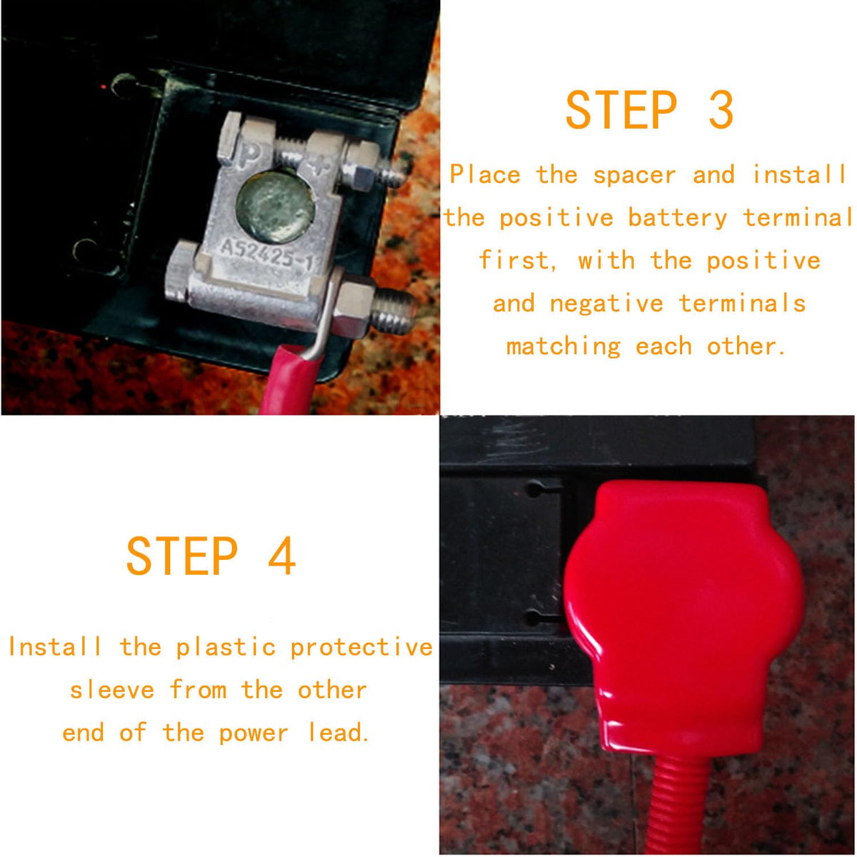 DLronwey terminals installed on a car battery showing space-saving fit