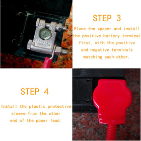 DLronwey terminals installed on a car battery showing space-saving fit