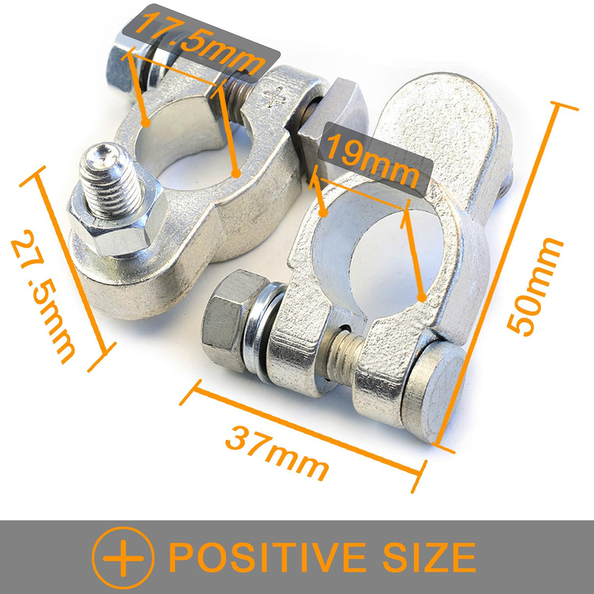 DLronwey terminals beside a coin showing scale for correct lug and wire sizing