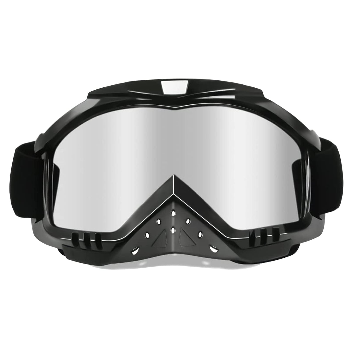 Dmeixs front packaging showing silver goggles and included strap for quick identification