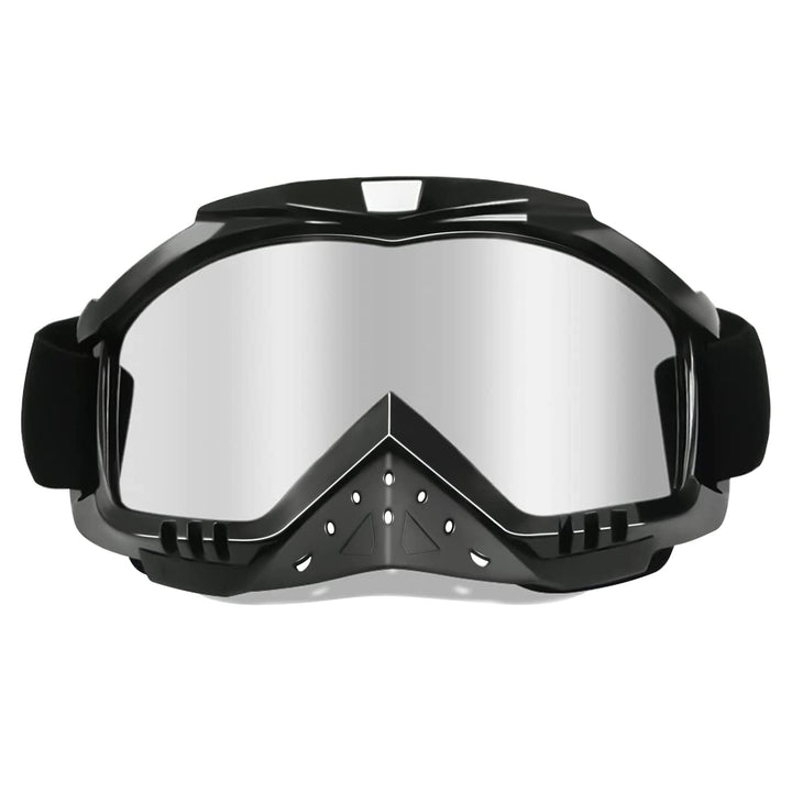 Dmeixs front packaging showing silver goggles and included strap for quick identification