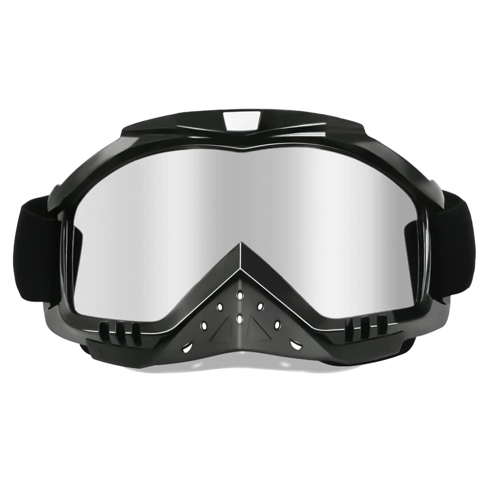 Dmeixs front packaging showing silver goggles and included strap for quick identification
