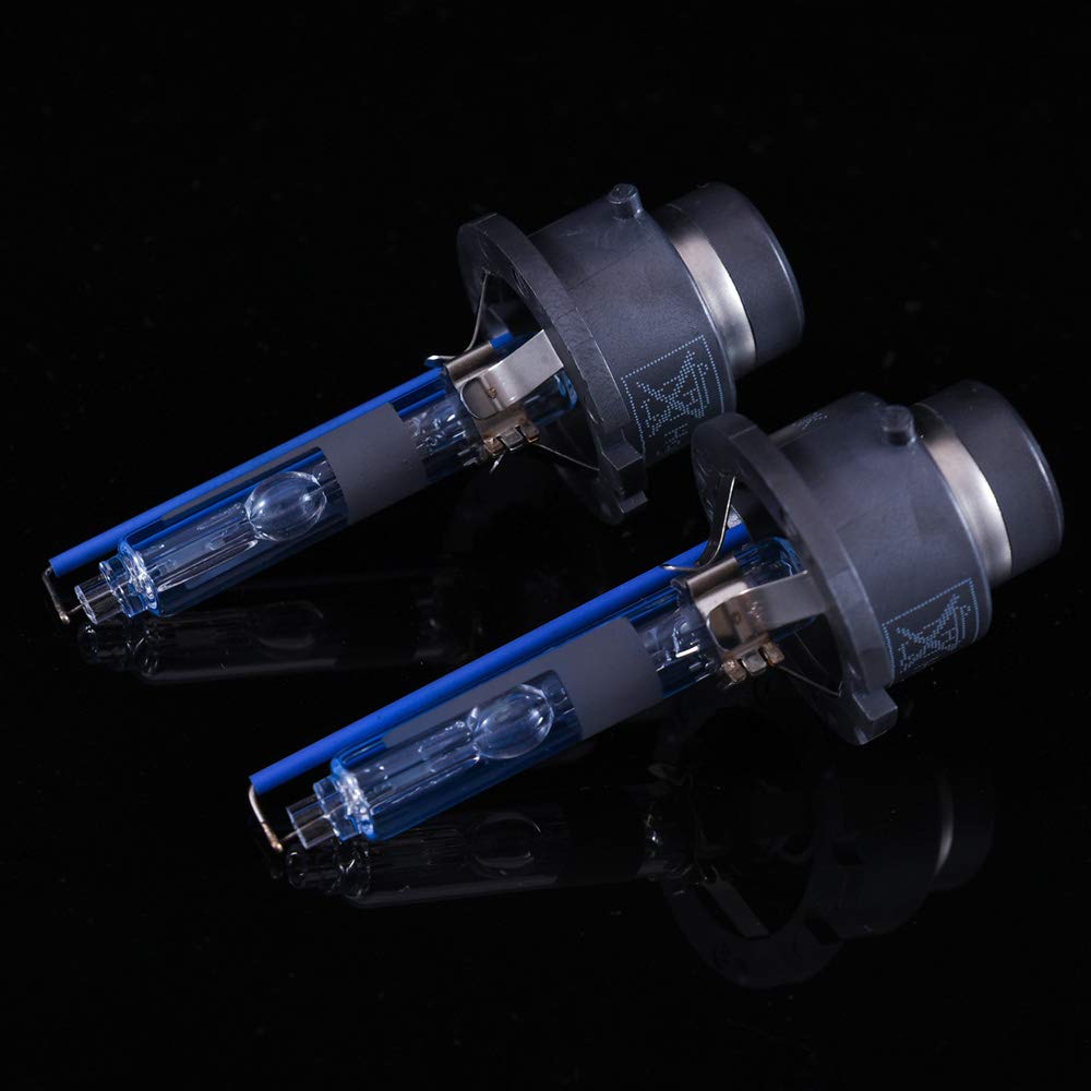 DMEX D2R two-bulb pack and labeling showing included warranty and compatibility