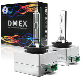 DMEX D3S pack front view showing two bulbs and packaging, clear fitment benefit