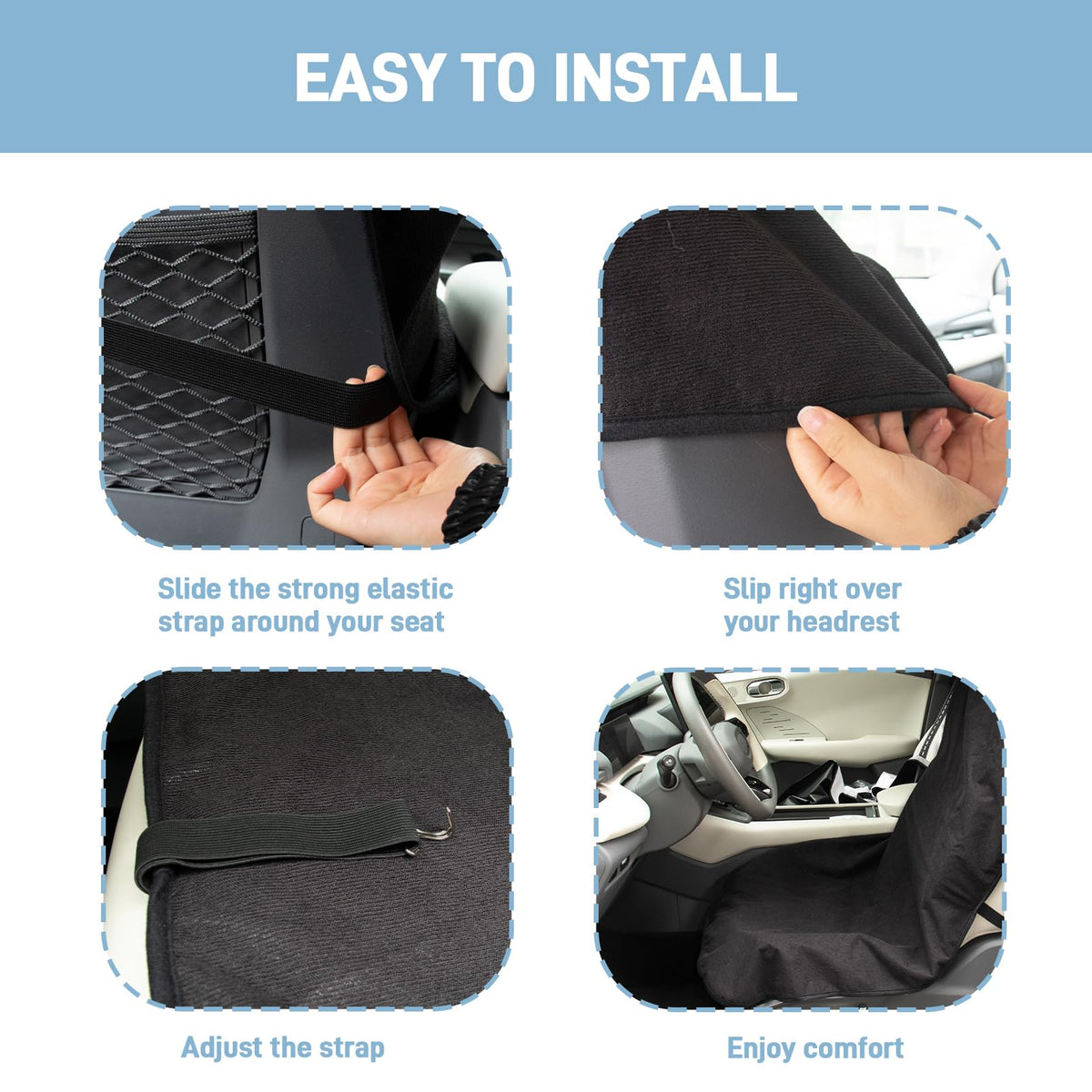 DMS PROTECTOR side profile demonstrating universal fit on SUV seat
