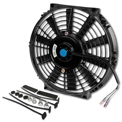 DNA MOTORING front view of 10-inch fan showing blade design and airflow benefit