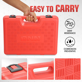 DNA MOTORING heavy-duty carrying case packed for neat storage and easy portability