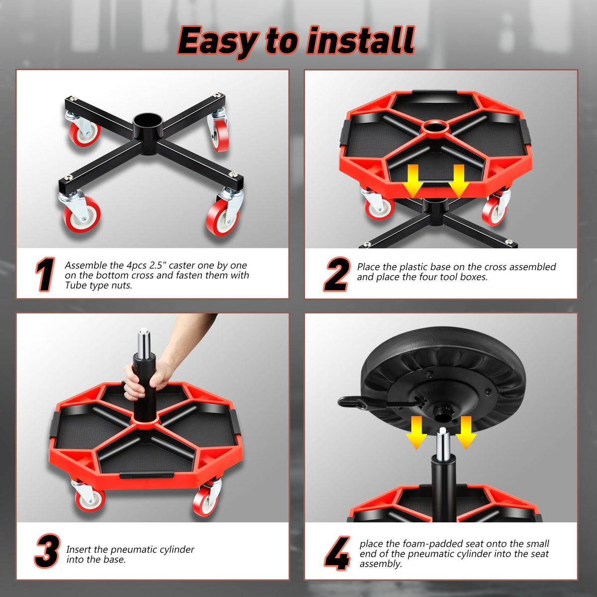 DNA MOTORING swivel casters and sturdy base for smooth mobility and stability