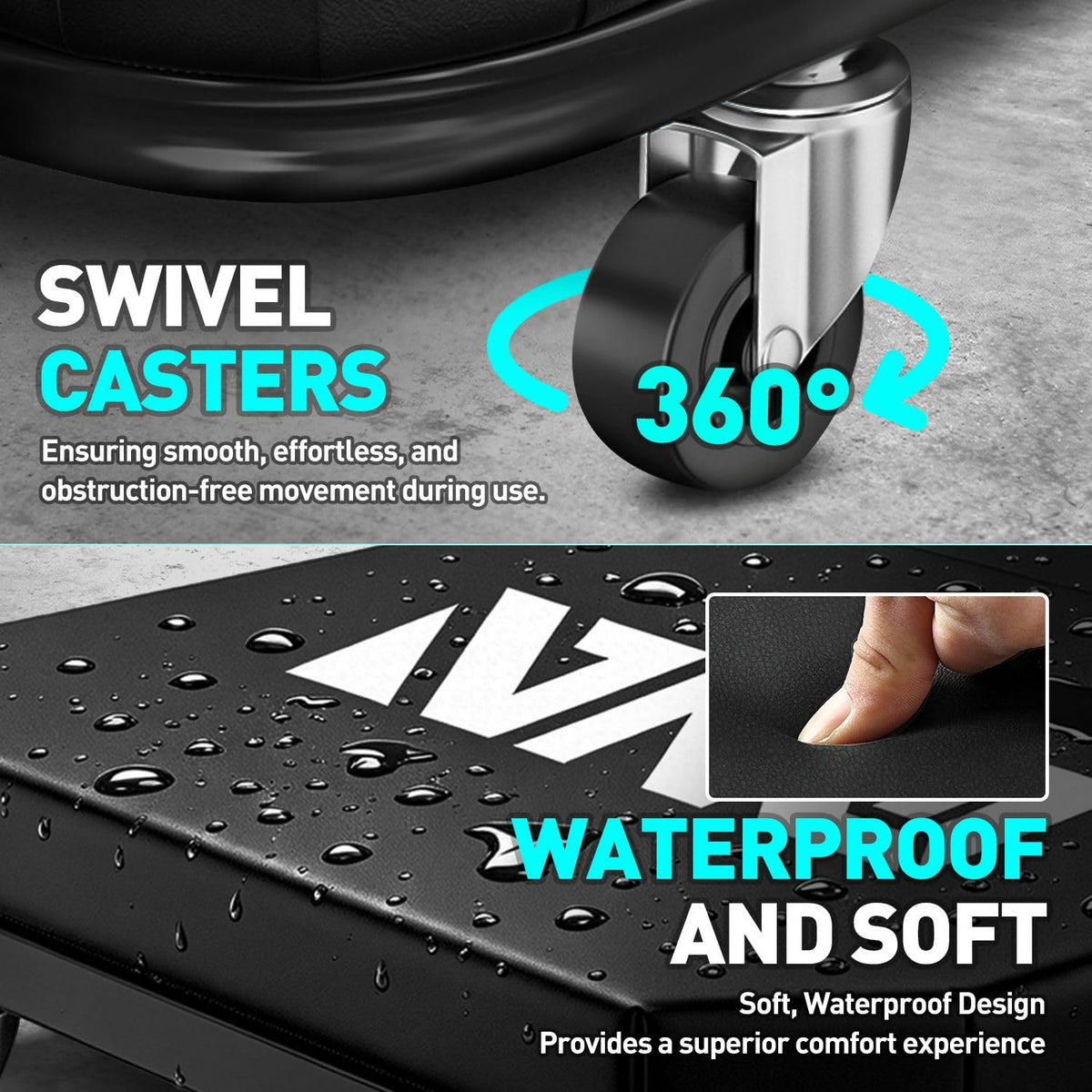DNA MOTORING polyurethane casters detail for smooth, floor-friendly mobility