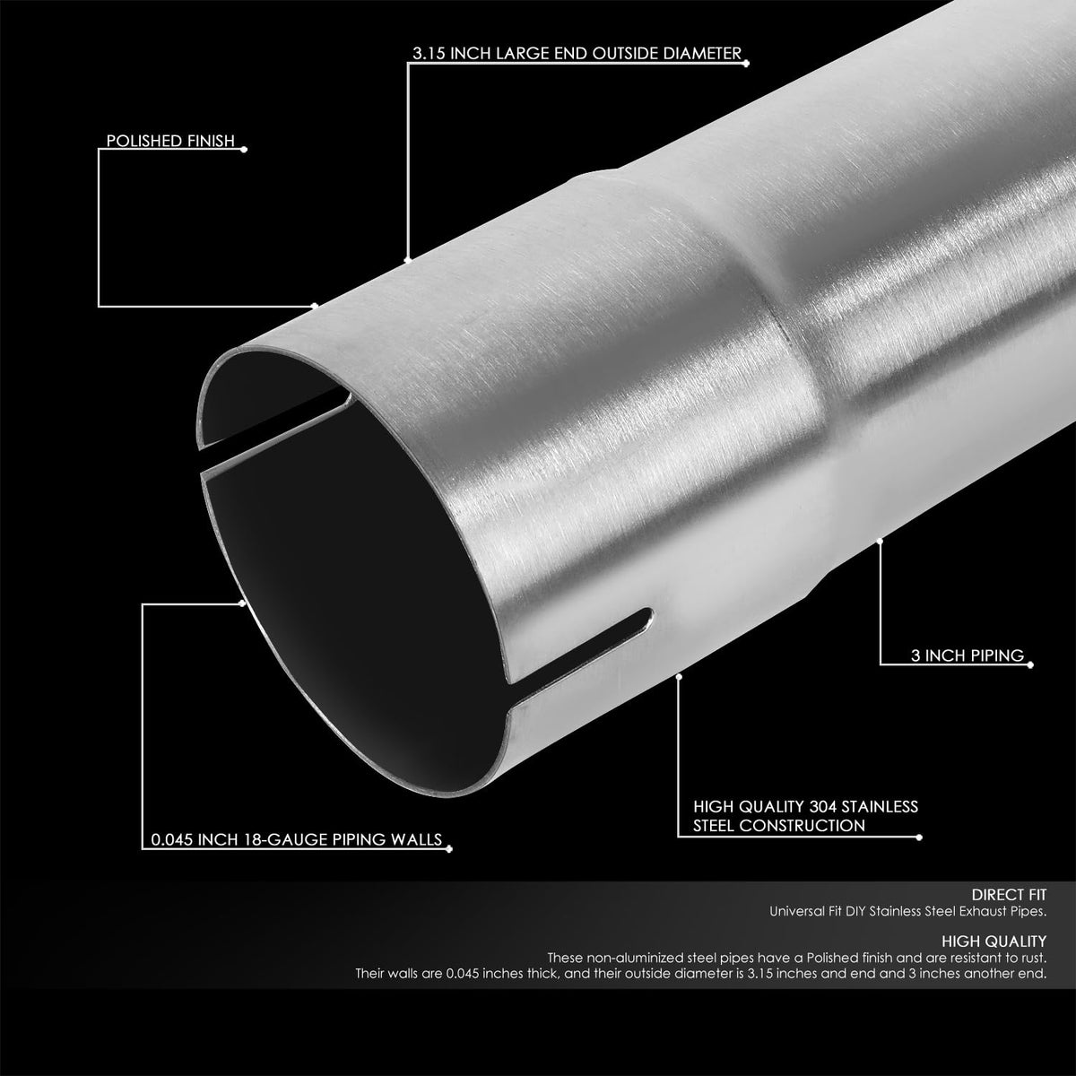DNA MOTORING close-up of mandrel bend showing smooth internal radius and durable finish