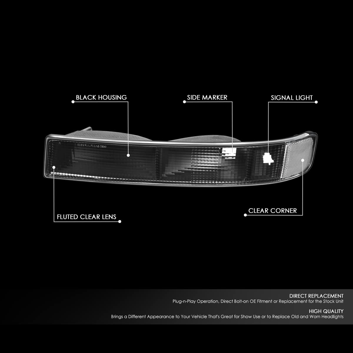 DNA MOTORING close-up of clear polycarbonate lens highlighting scratch resistance