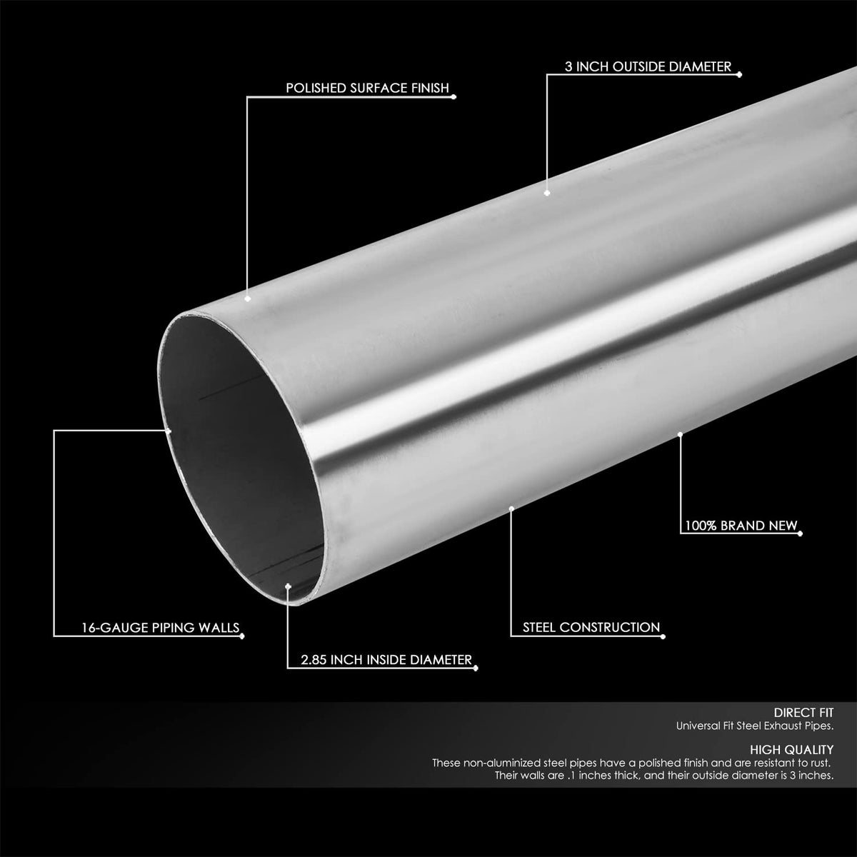 DNA MOTORING close-up of mandrel bend interior showing smooth bore for better exhaust flow