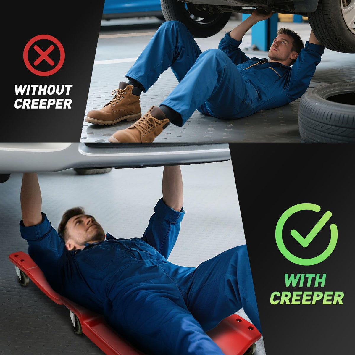 DNA MOTORING caster detail with six swivel wheels for smooth maneuvering and stability
