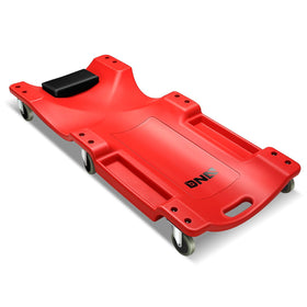 DNA MOTORING creeper front view showing low profile and sturdy deck, improves under-vehicle access