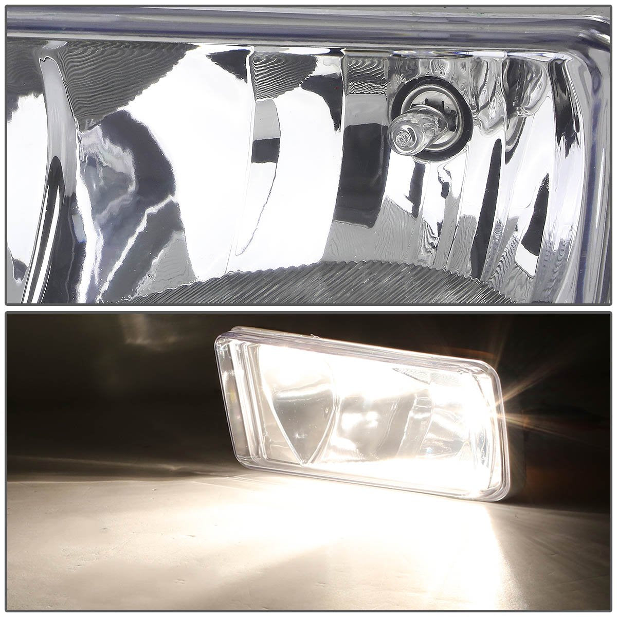 DNA MOTORING fog light front profile highlighting fitment contours for accurate replaceability