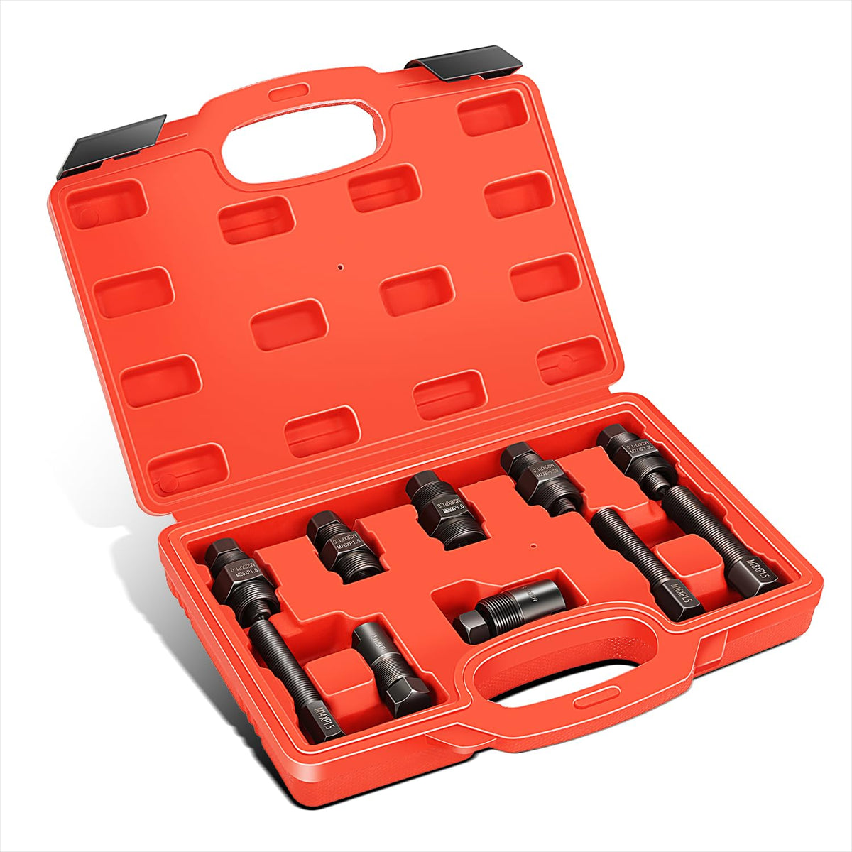 DNA MOTORING front packaging of red 10pc puller set showing organized storage — easy transport