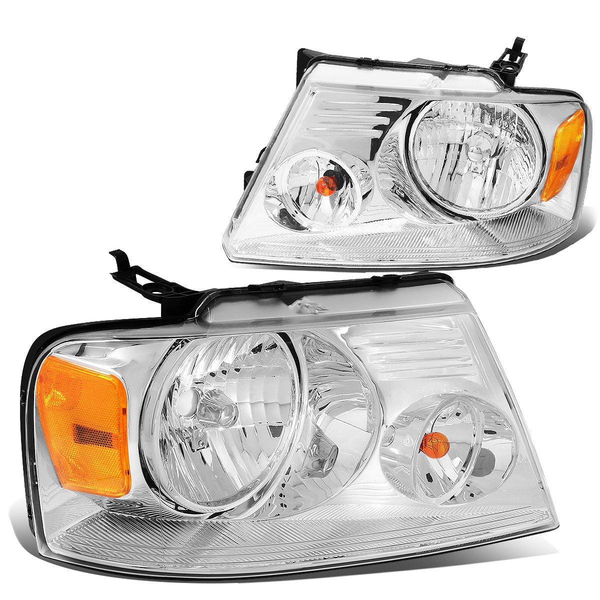 DNA MOTORING front view of both chrome amber headlights showing clean styling and easy replacement benefit