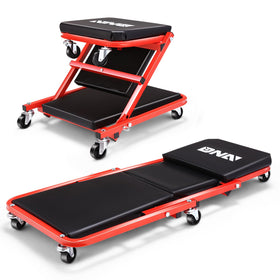 DNA MOTORING front view of rolling creeper seat showing versatility and mobility