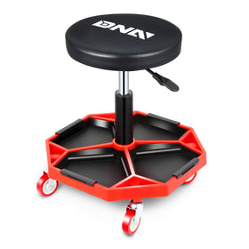 DNA MOTORING front view of rolling mechanic stool showing seat and base, improves posture