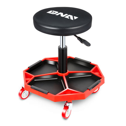 DNA MOTORING front view of rolling mechanic stool showing seat and base, improves posture