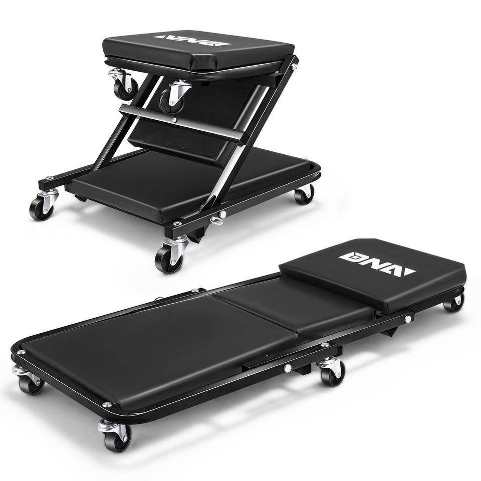 DNA Motoring front view of 36-inch folding creeper showing frame and cushion for durable support