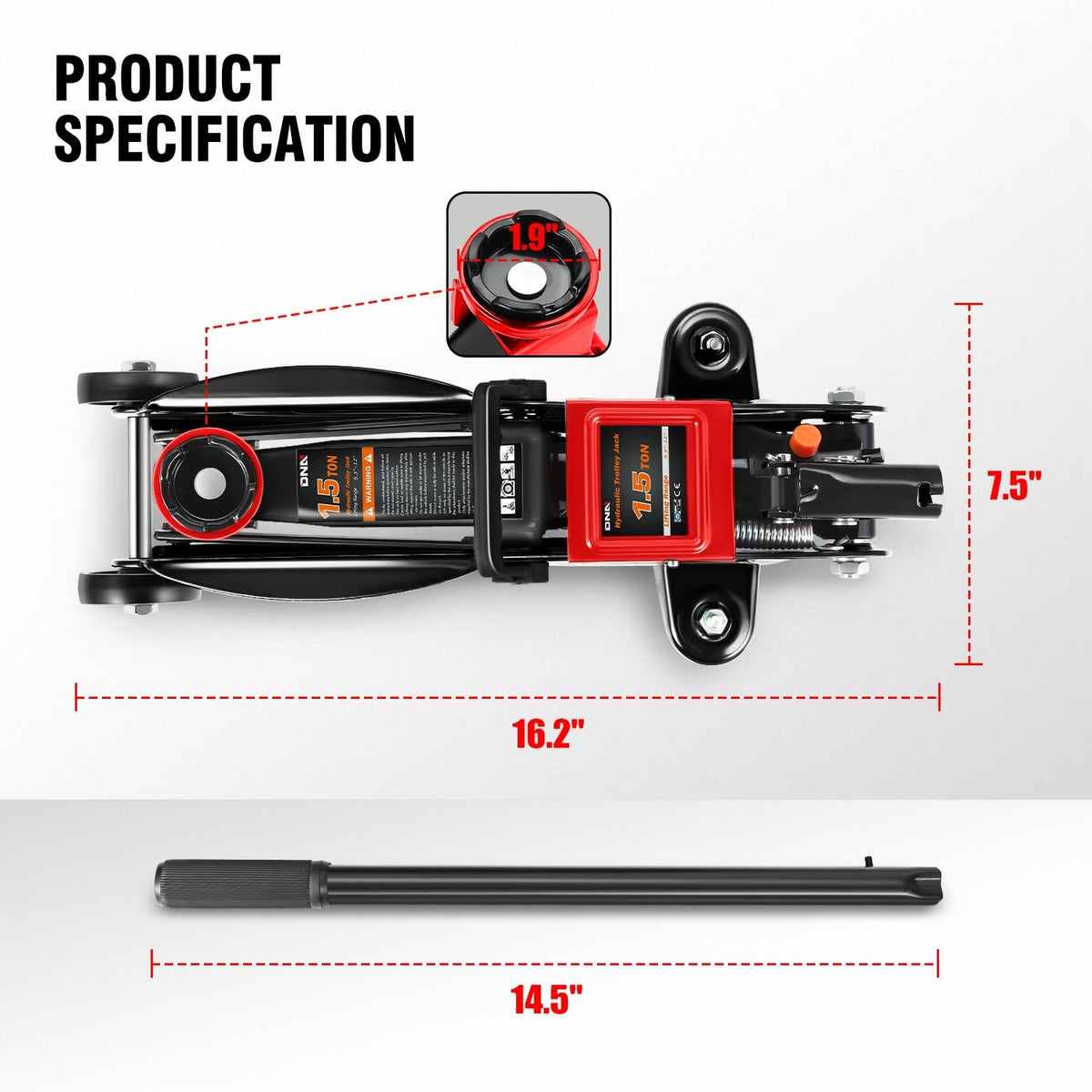 DNA MOTORING handle and hydraulic pump operation for smooth lifting