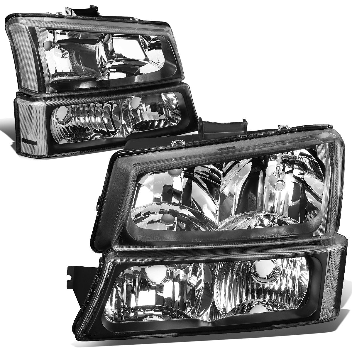 DNA MOTORING front view headlight assembly showing clean black housing and clear lens benefit improved appearance