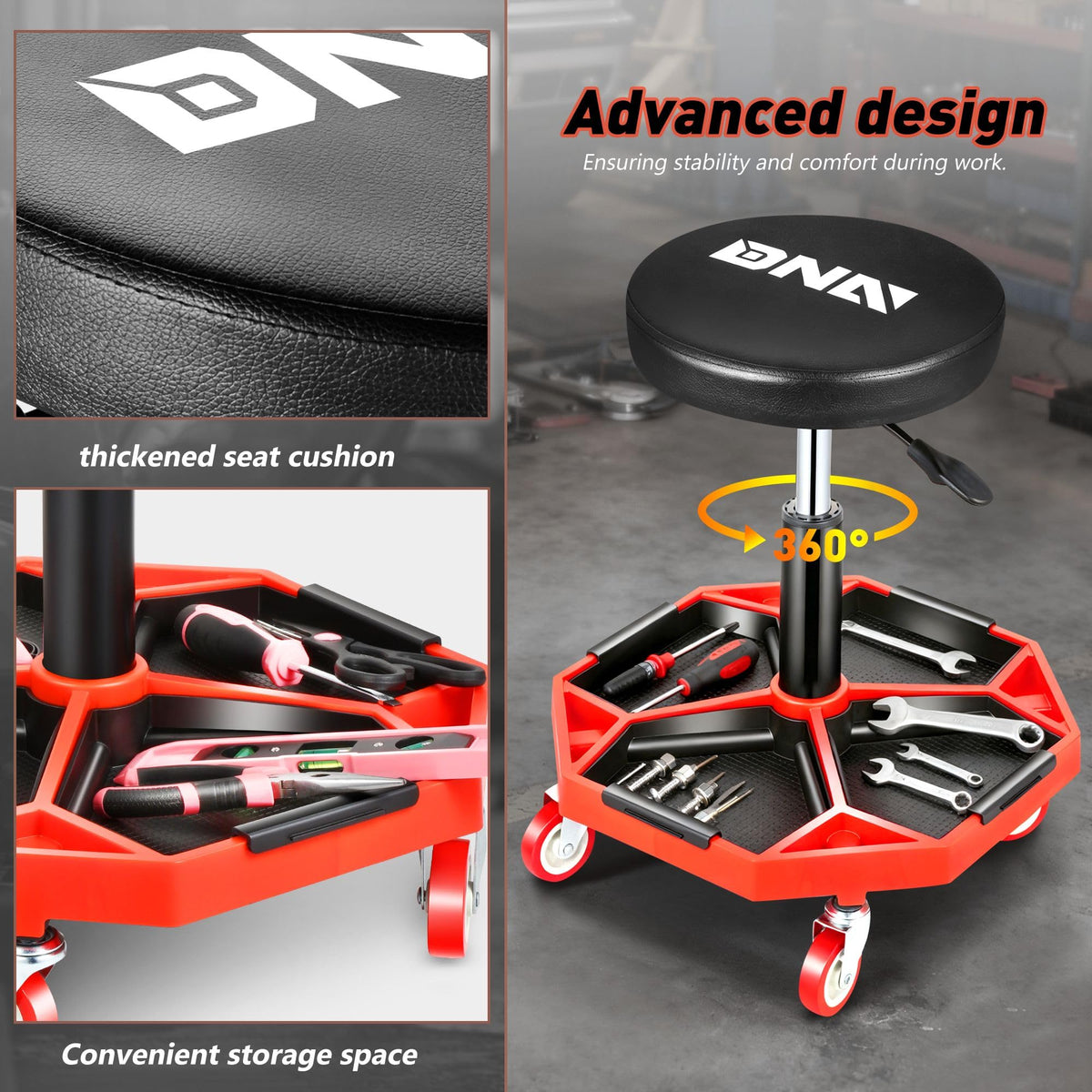 DNA MOTORING height-adjustment lever and pneumatic cylinder for quick seat changes
