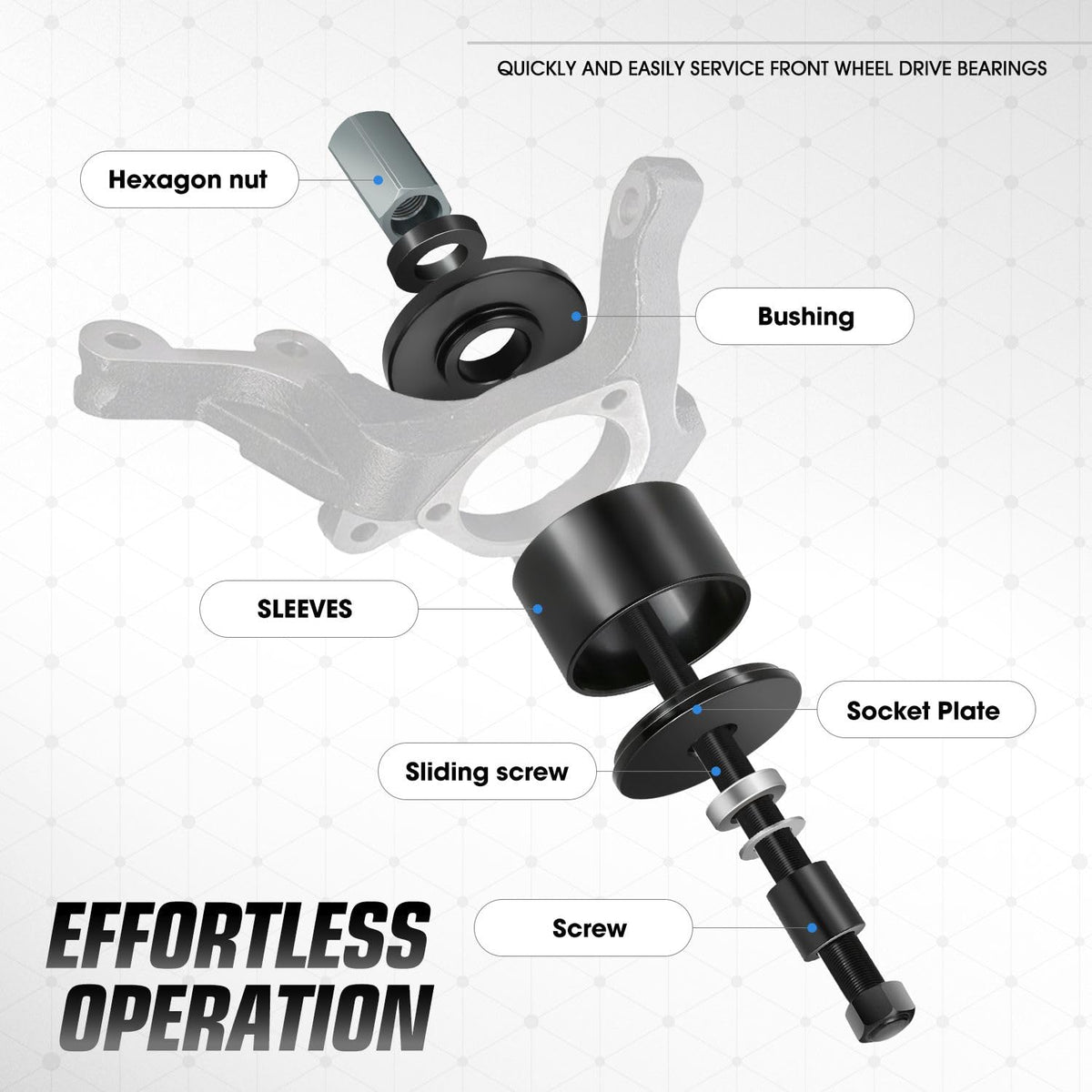 DNA MOTORING hub screws detail showing M12 and M14 thread options for secure hub attachment
