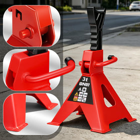 DNA MOTORING jack stand in use under car offering safe support benefit