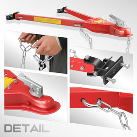 DNA MOTORING tow bar mounted on an RV demonstrating ready-to-tow setup