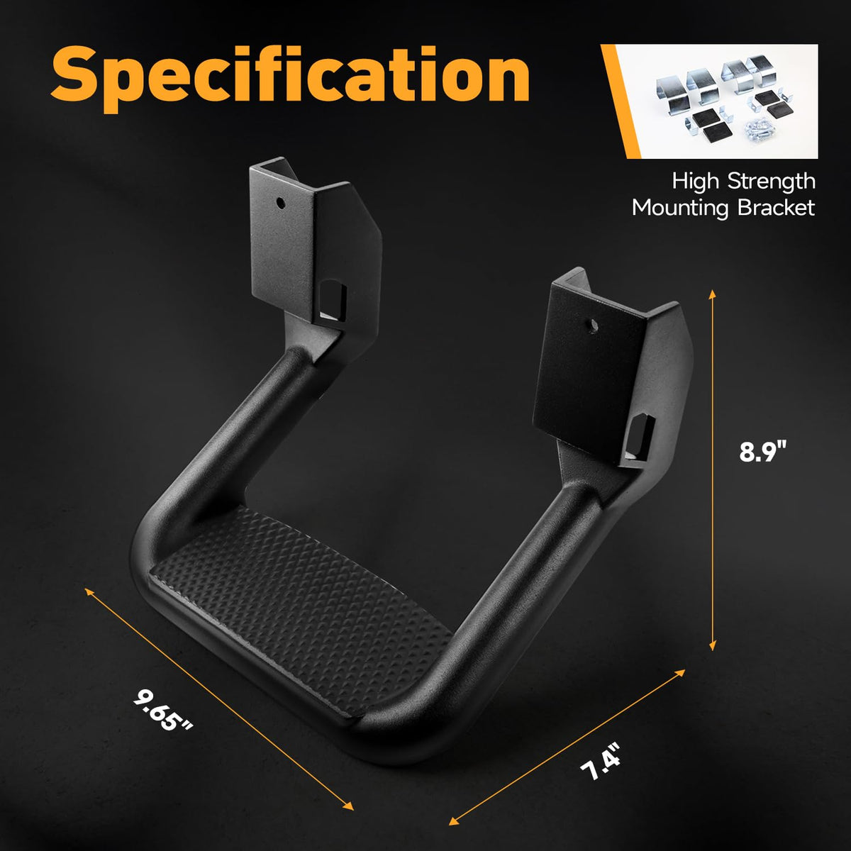 DNA MOToring mounting hardware layout showing included brackets and bolts for secure installation
