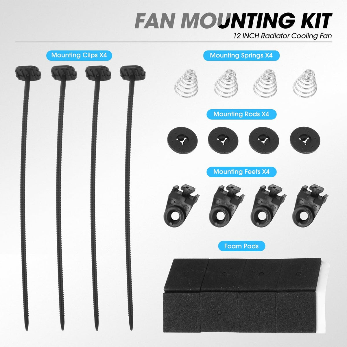 DNA MOTORING mounting kit tabs displayed for quick zip-tie installation benefit