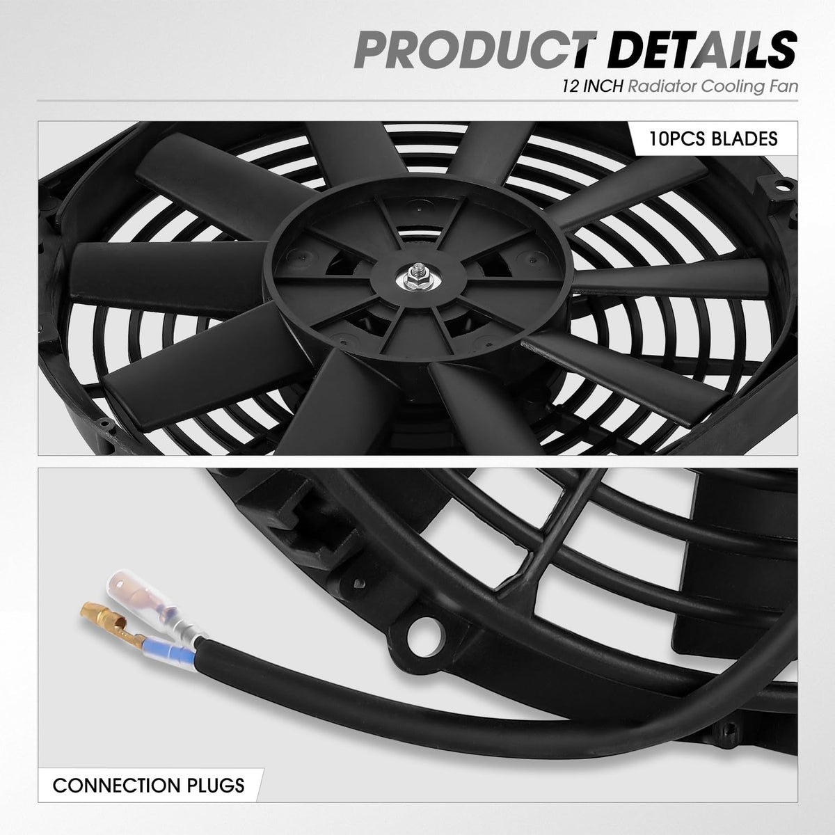 DNA MOTORING fan next to ruler to show 12-inch size for accurate fitment planning