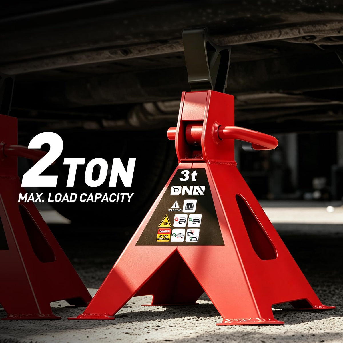 DNA MOTORING serrated ratchet bar detail for secure height locking
