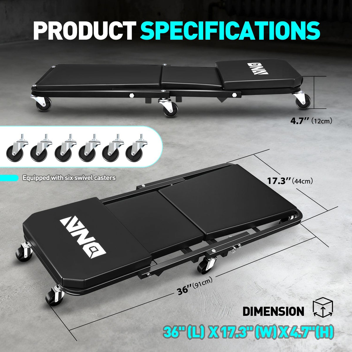 DNA Motoring folded into seat position to show quick conversion and compact storage benefit