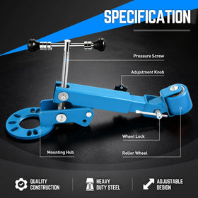 DNA MOTORING roller head swivel detail demonstrating 180-degree motion, smooth contouring benefit
