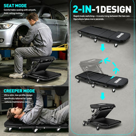 DNA MOTORING seat mode beside workbench for elevated task comfort