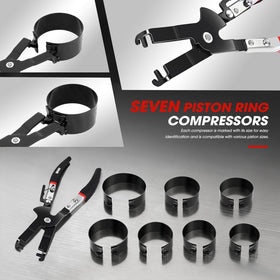 DNA MOTORING seven compressors aligned labeled for easy size selection