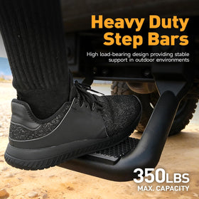 DNA MOToring side profile of step highlighting 1-inch stirrup bar and powder-coated finish benefit