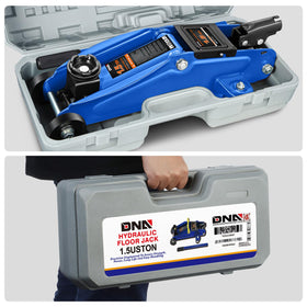 DNA Motoring jack beside a ruler for scale showing compact size advantage