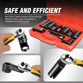 DNA MOTORING socket installed on exhaust sensor showing safe, non-damaging removal