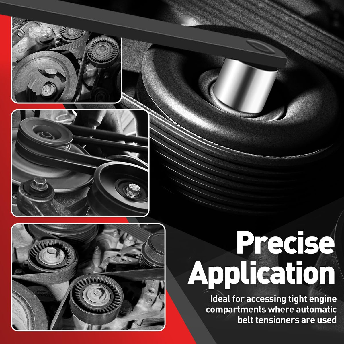 DNA MOTORING tool engaged on a serpentine tensioner offering safe belt release