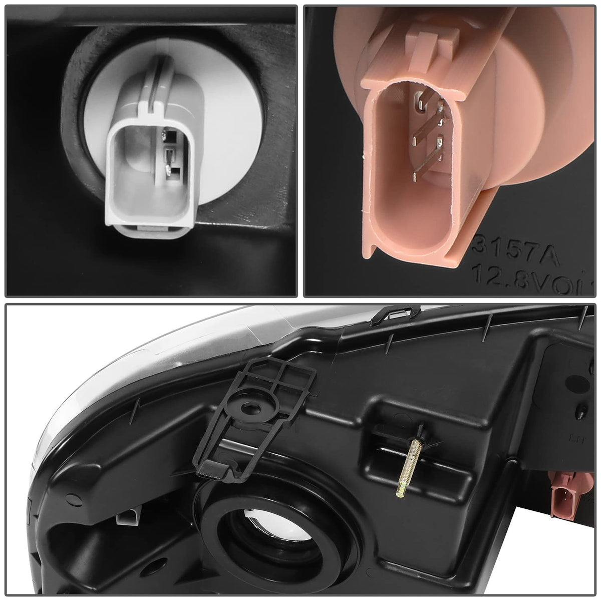 DNA MOTORING wiring plug close-up showing plug-and-play connection benefit