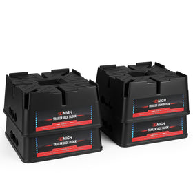 Dnigh front view of four-pack showing durable jack blocks and convenience