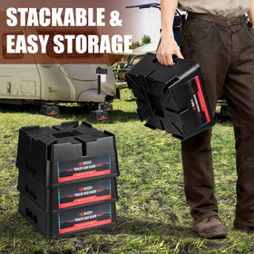 Dnigh block under a trailer tongue jack delivering stable support