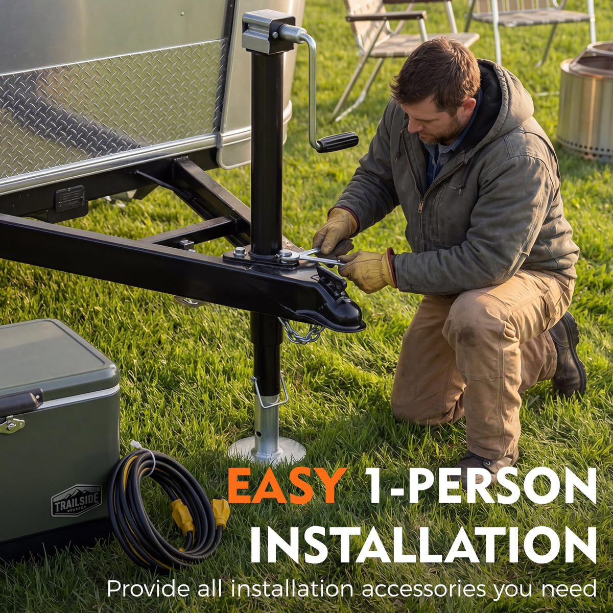 Dnigh installed on utility trailer A-frame improving hitch alignment