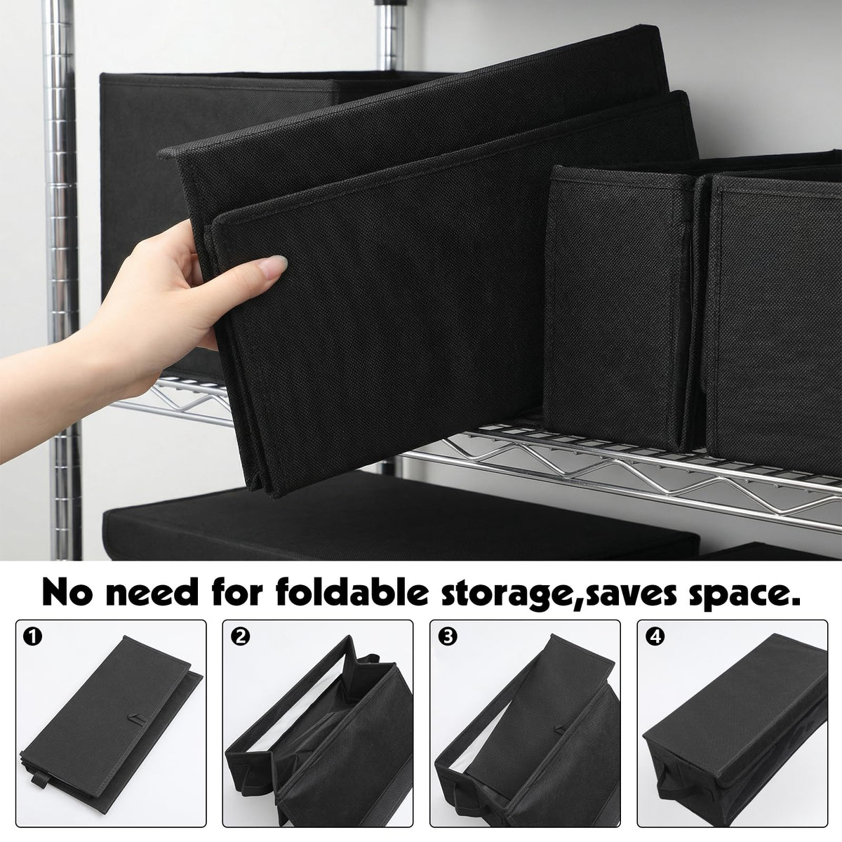 Dntorx stacked boxes on shelf to save space and maximize vertical storage benefit